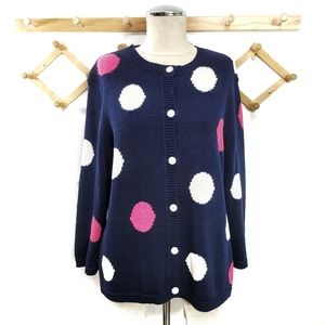 Pendleton Polka Dot Navy Sweater Size Large Vintage